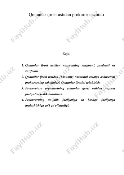qonunlar ijrosi ustidan prokuror nazorati — DOC