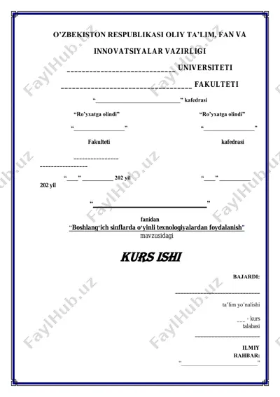 boshlang‘ich sinflarda o‘yinli texnologiyalardan foydalanish — PDF