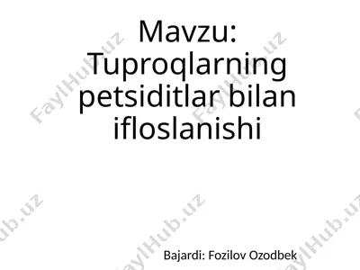 tuproqlarning petsiditlar bilan ifloslanishi — PPTX