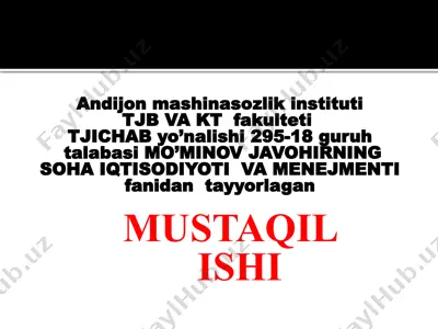 talaba mustaqil ishi "innovatsion xarajatlarni boshqarish usullari" — PPTX