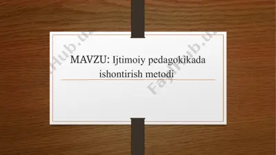 ijtimoiy pedagogikada ishonchli metodi — PPTX