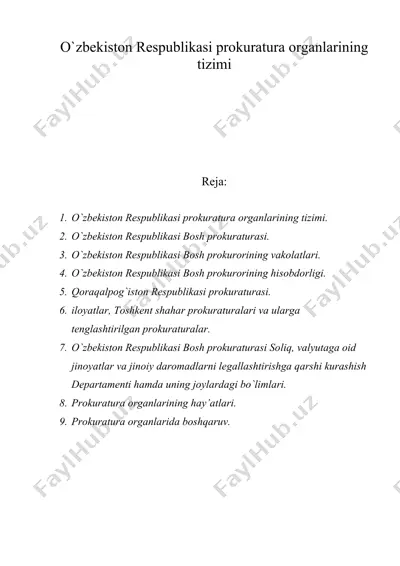 o`zbekiston respublikasi prokuratura organlarining tizimi — DOC