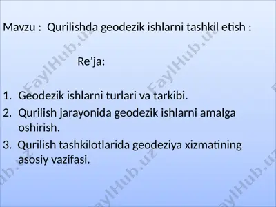 geodezik ishlar va tashkilotlar — PPTX