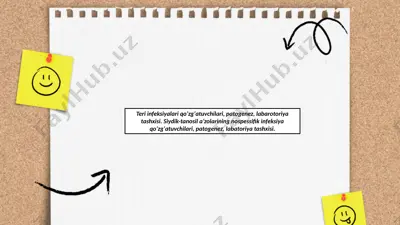 teri – tanosil infeksiyalari qozgatuvchilari : zahm, sozak,trixomanioz, xlamidioz, mikoplazmoz qozg`atuvchilariga xarakteristika va tashxisi. — PPTX