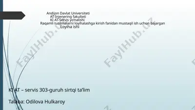 ki at-servisyo’nalishi raqamli tuzilmalar va loyihalash — PPTX