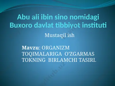 organizm toqimalariga o’zgarmas tokning birlamchi tasiri — PPTX