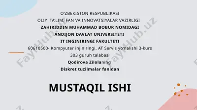 diskret matritsalar va ular orasidagi bog'liqliklar — PPTX