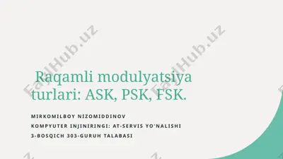 raqamli modulyatsiya turlari — PPTX
