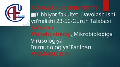 diareya viruslari klassifikatsiyasi, patogenezi, laboratoriya tashxisi — PPTX