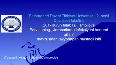 jarohatlarda infeksiyani bartaraf qilish — PPTX