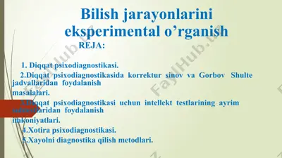 diqqat psixodiagnostikasi — PPTX