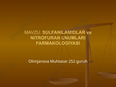 sulfanilamidlar va nitrofuran unumlari farmakologiyasi — PPTX