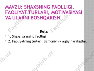 shaxsning faolligi — PPTX