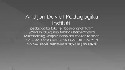 talis xalqaro baholash dasturi: mazmun va mohiyat — PPTX