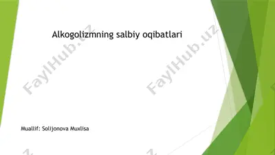 alkogolizmning salbiy oqibatlari — PPTX