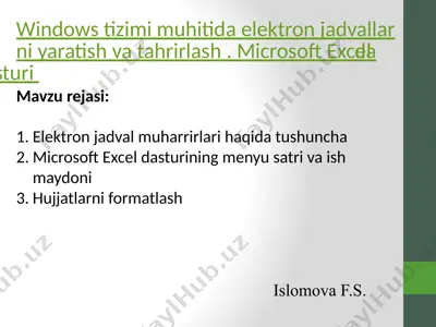 microsoft excel — PPTX