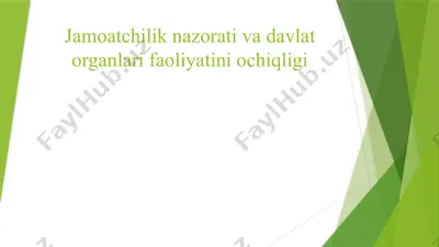 jamoatchilik nazorati va davlat organlari faoliyatini ochiqligi — PPTX