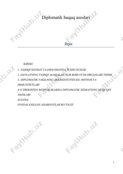 diplomatik huquq asoslari — DOCX