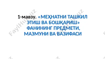 mehnatni tashkil etish va normalash — PPTX