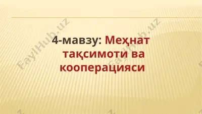 mehnat taqsimoti va kooperatsiyasi — PPTX