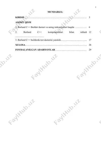 borland c++ builder dasturida nazorat qiluvchi dasturlar yaratish — DOCX