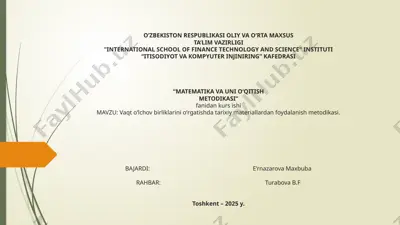 vaqt oʻlchov birliklarini oʻrgatishda tarixiy materiallardan foydalanish metodikasi — PPTX