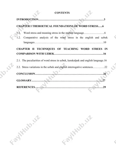 techniques of teaching word strees in comparison with uzbek — DOCX