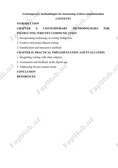 contemporary methodologies for instructing written communication — DOCX
