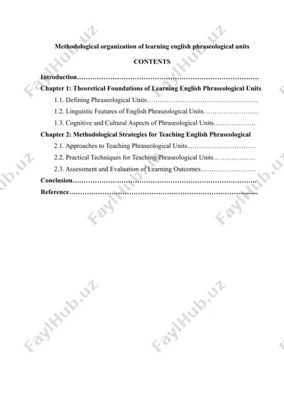 methodological organization of learning english phraseological units — DOCX