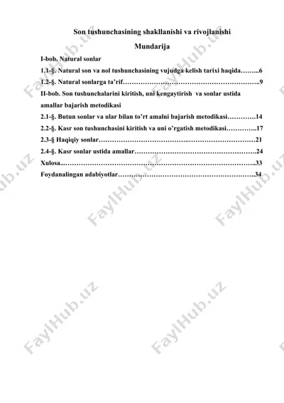 son tushunchasining shakllanishi va rivojlanishi — DOCX