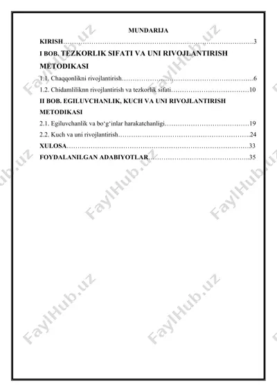 tezkorlik sifati va uni rivojlantirish metodikasi — DOCX