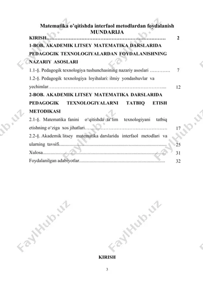 matematika o’qitishda interfaol metodlardan foydalanish — DOCX