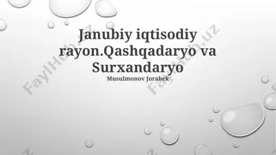 qashqadaryo va surxondaryo viloyatlari iqtisodiy salohiyati — PPTX