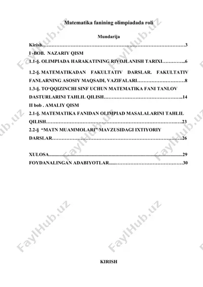 matematika fanining olimpiadada roli — DOCX