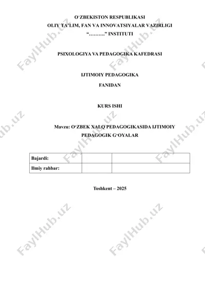 **o‘zbek xalq pedagogikasida ijtimoiy pedagogik g‘oyalar** — DOCX