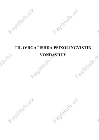 til o‘rgatishda psixolingvistik yondashuv — DOCX