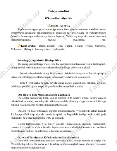 tarbiya metodlari — DOCX