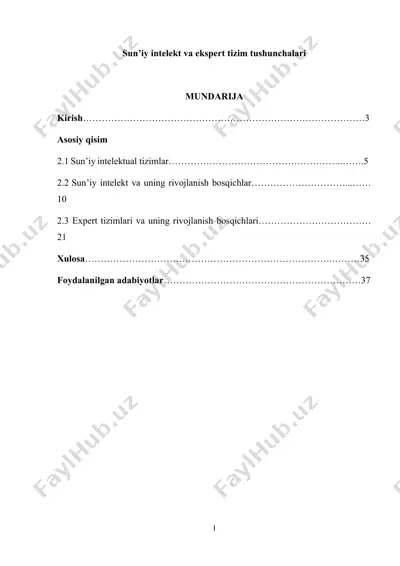 sun’iy intelekt va ekspert tizim tushunchalari — DOCX