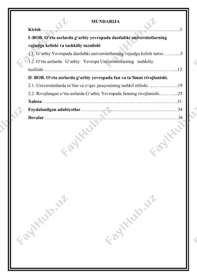 universitetlarning vujudga kelishi va faoliyati — DOCX