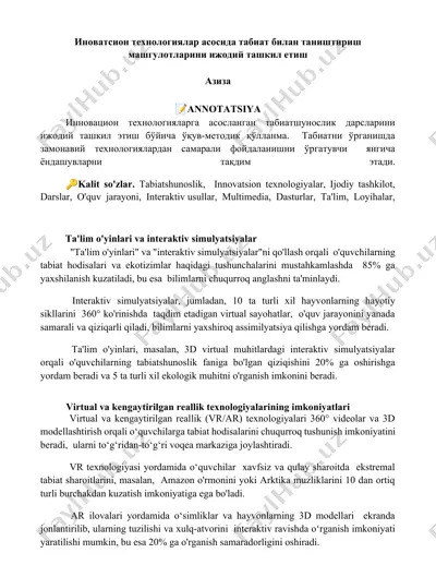 ta'lim o'yinlari va interaktiv simulyatsiyalar — DOCX