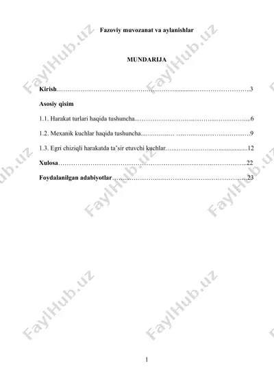 fazoviy muvozanat va aylanishlar — DOCX