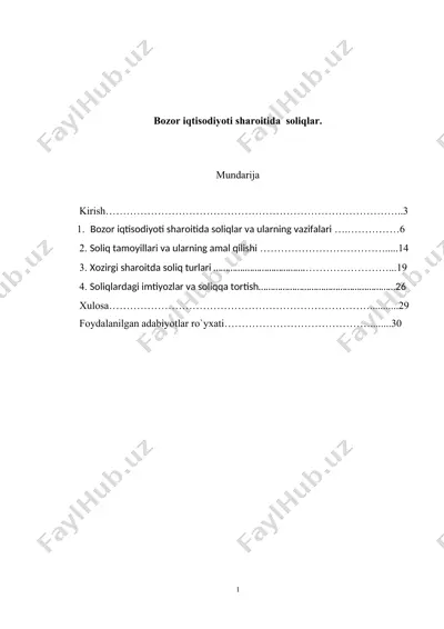 bozor iqtisodiyoti sharoitida soliqlar — DOCX