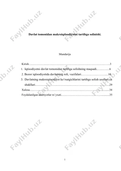 davlat tomonidan makroiqtisodiyotni tartibga solinishi — DOCX