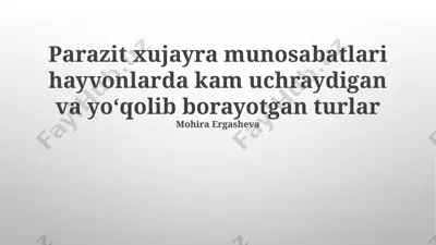 parazit xujayra munosabatlari hayvonlarda — PPTX