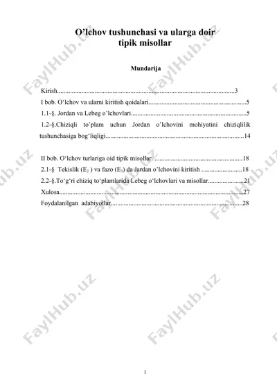 o’lchov tushunchasi va ularga doir — DOCX