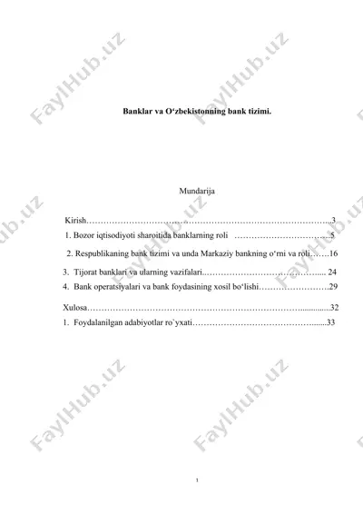 banklar va oʻzbekistonning bank tizimi — DOCX