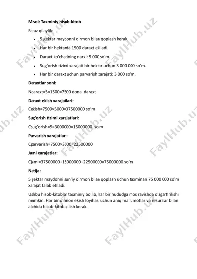 taxminiy hisob-kitob — PDF