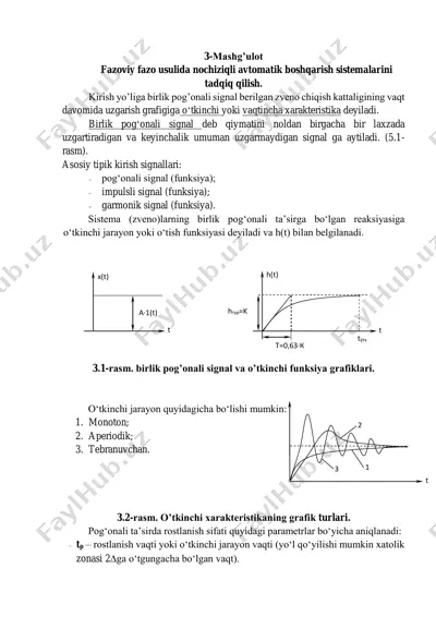 fazoviy fazo usulida nochiziqli avtomatik boshqarish sistemalarini tadqiq qilish — PDF