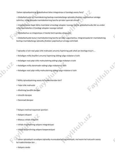 jahon iqtisodiyotining globallsahuvi bilan integratsiya o‘rtasidagi asosiy farq — PDF