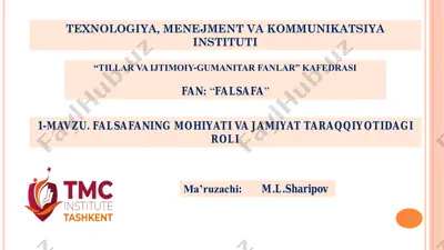falsafa fanining mohiyati va jamiyat taraqqiyotidagi roli — PDF